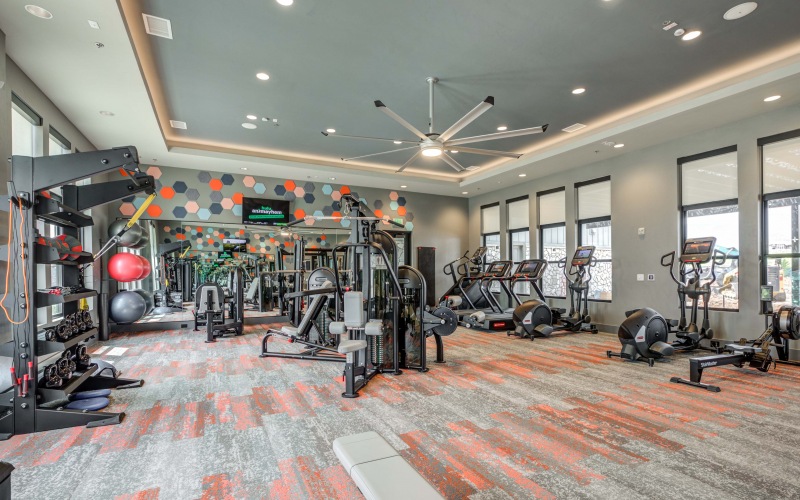 fitness center with weights 